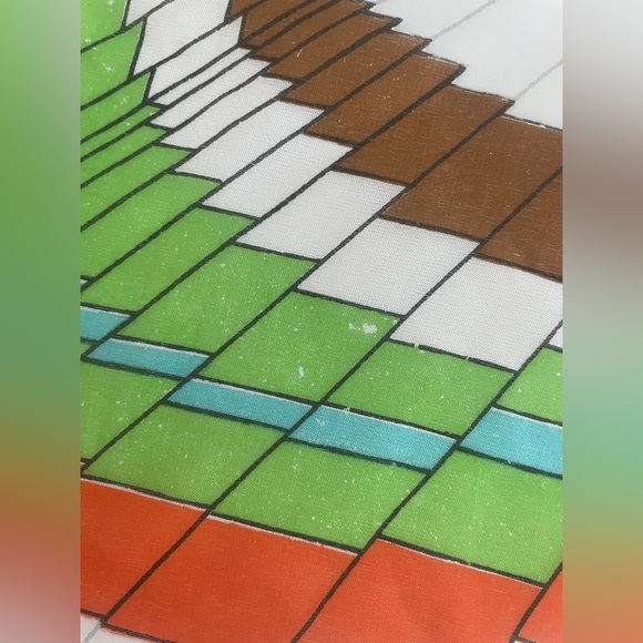 Vintage 70 Square Psychedelic Geometric Print Pattern Sheer Scarf in Bold Bright - Picture 6 of 6